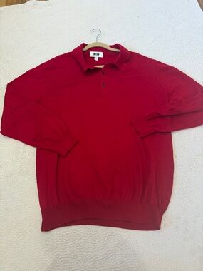 Joseph Men's Red Long Sleeve Polo Knit